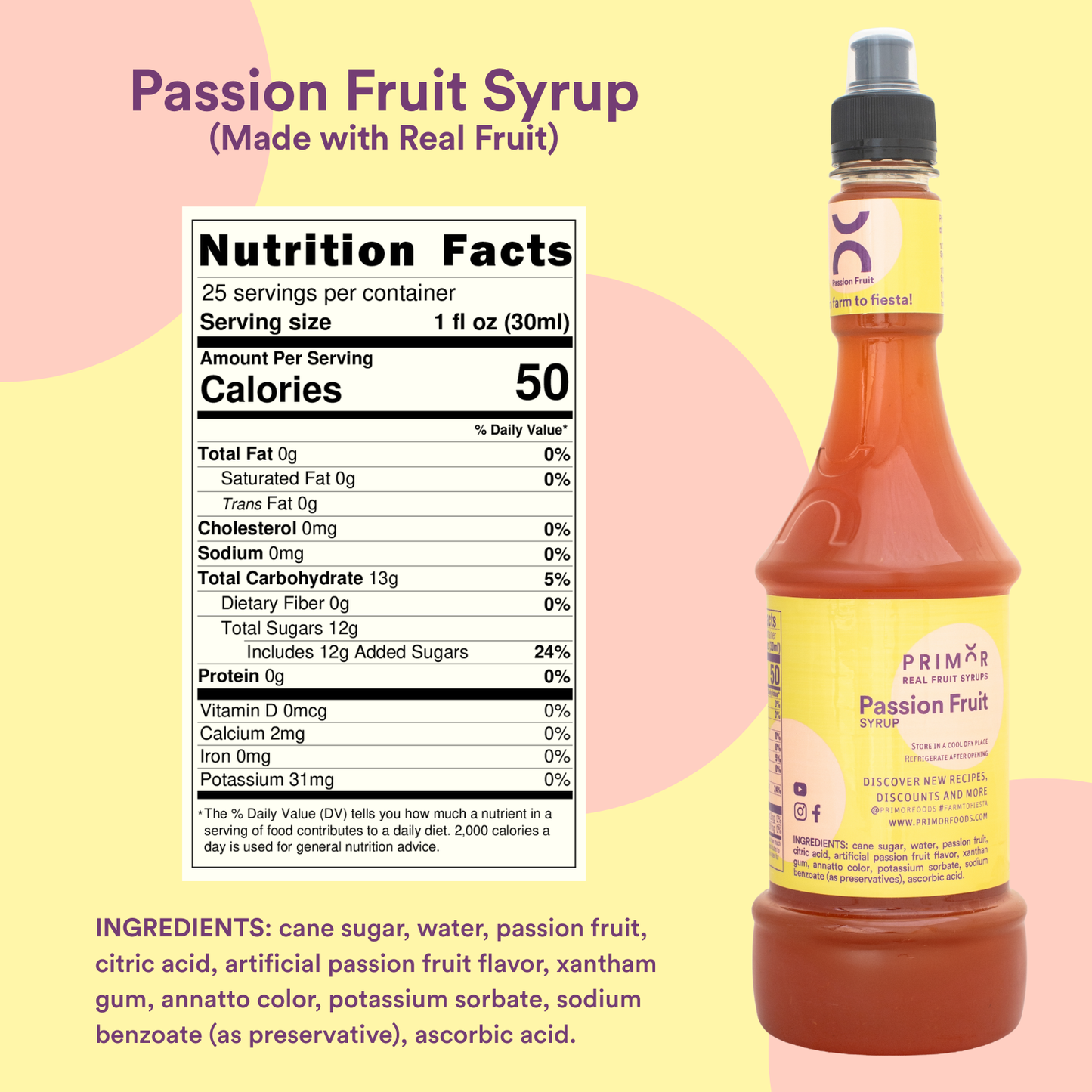 Passion Fruit Syrup Nutritional Facts