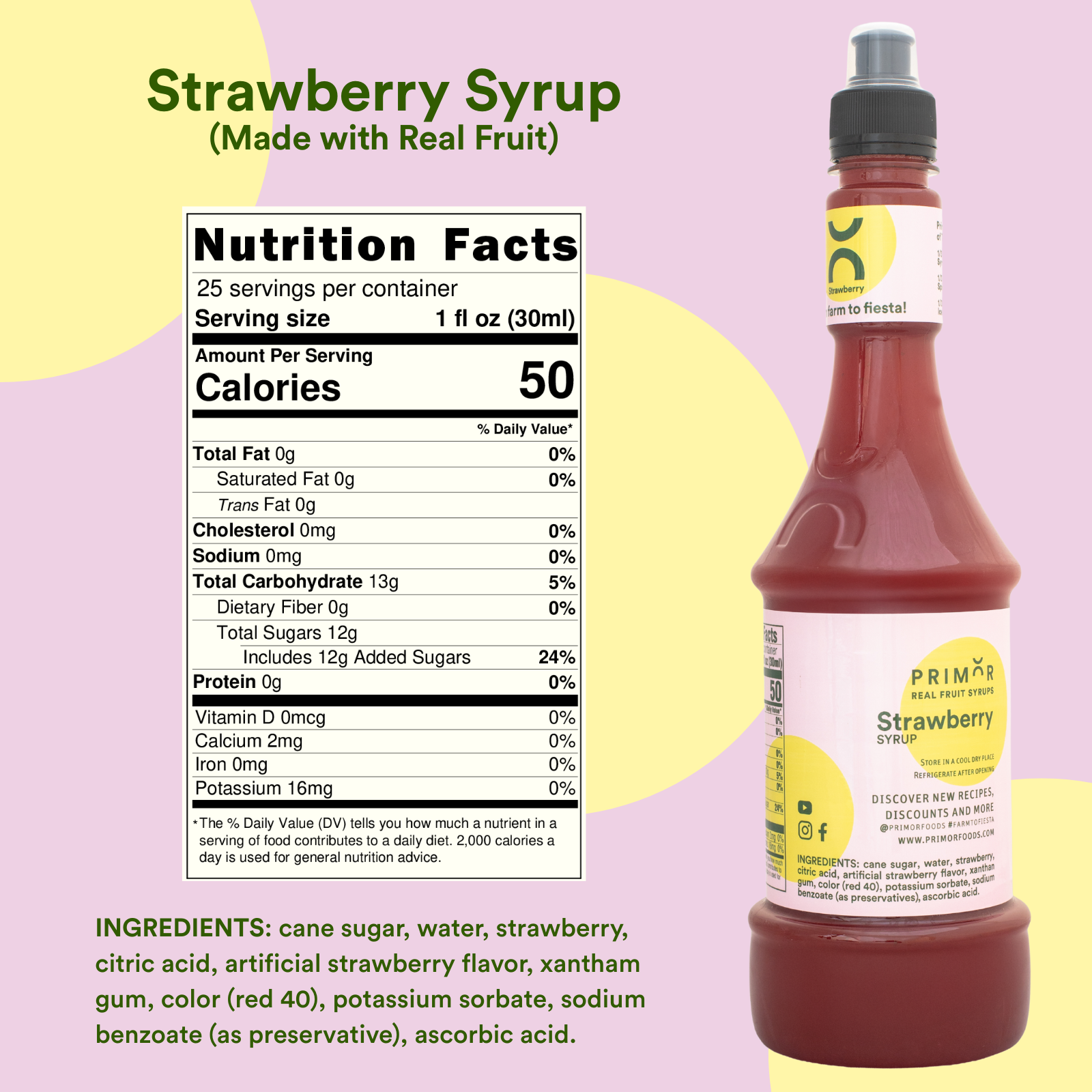 Primor Foods Strawberry Fruit Syrup Nutritional Facts